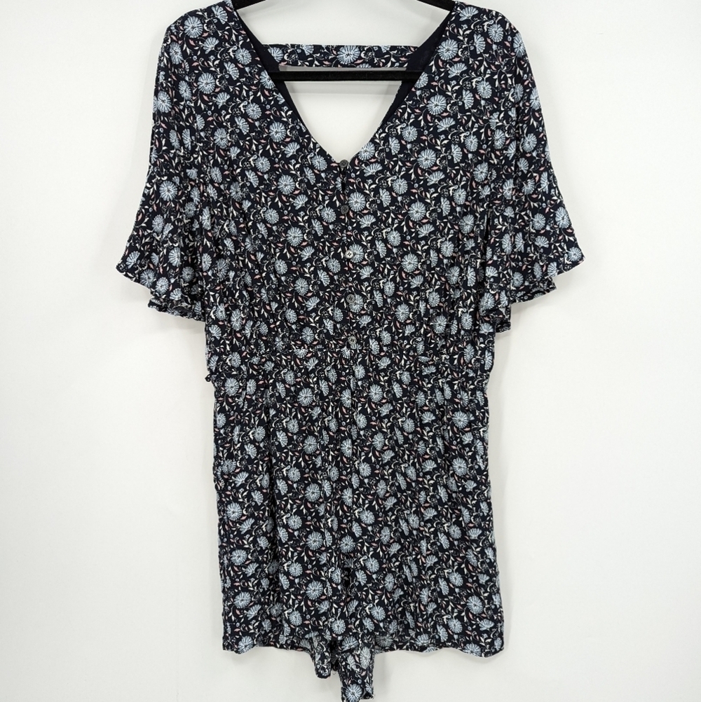 LOFT Floral Flutter Sleeve Romper